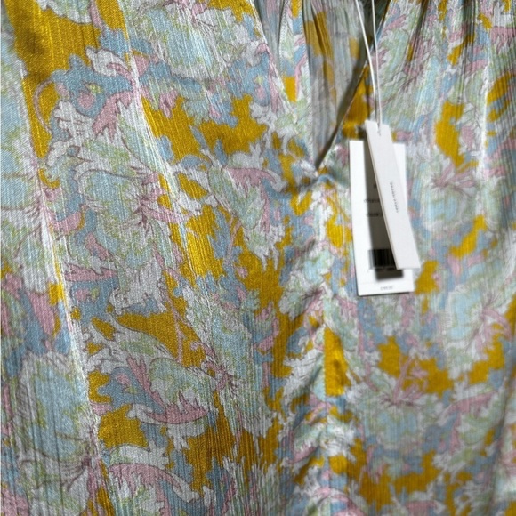 🅽🅴🆆 Vince Lotus Ruched Dolman Sleeve Silk Floral Short-Sleeve Blouse, M - Picture 15 of 17